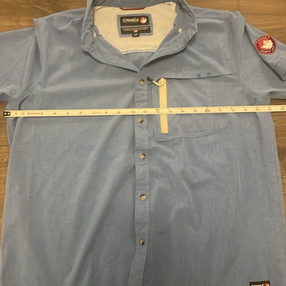 Men’s Canada Weather Gear Blue Button Down Short Sleeve Shirt, Size Small - Picture 4 of 7